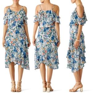Parker Silk Cold Shoulder Floral Dress Size L